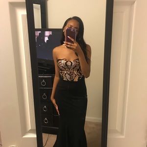 Gold and Black Sleeveless Sequin Dress